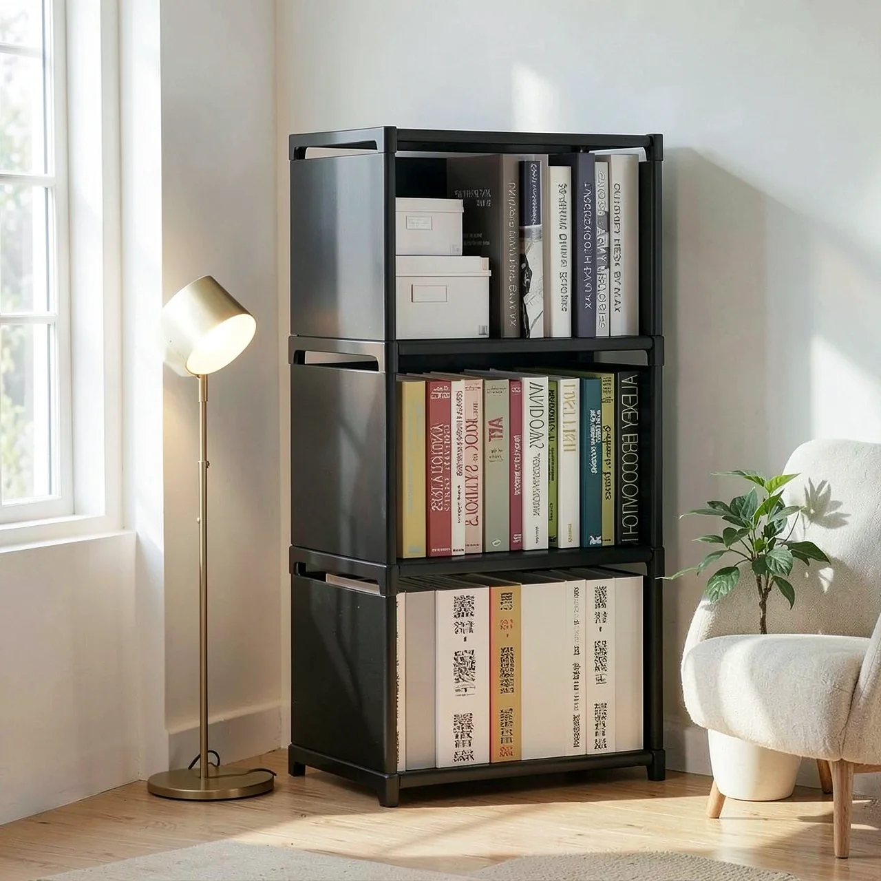 Стеллаж Simple Bookshelf 3 ячейки черный