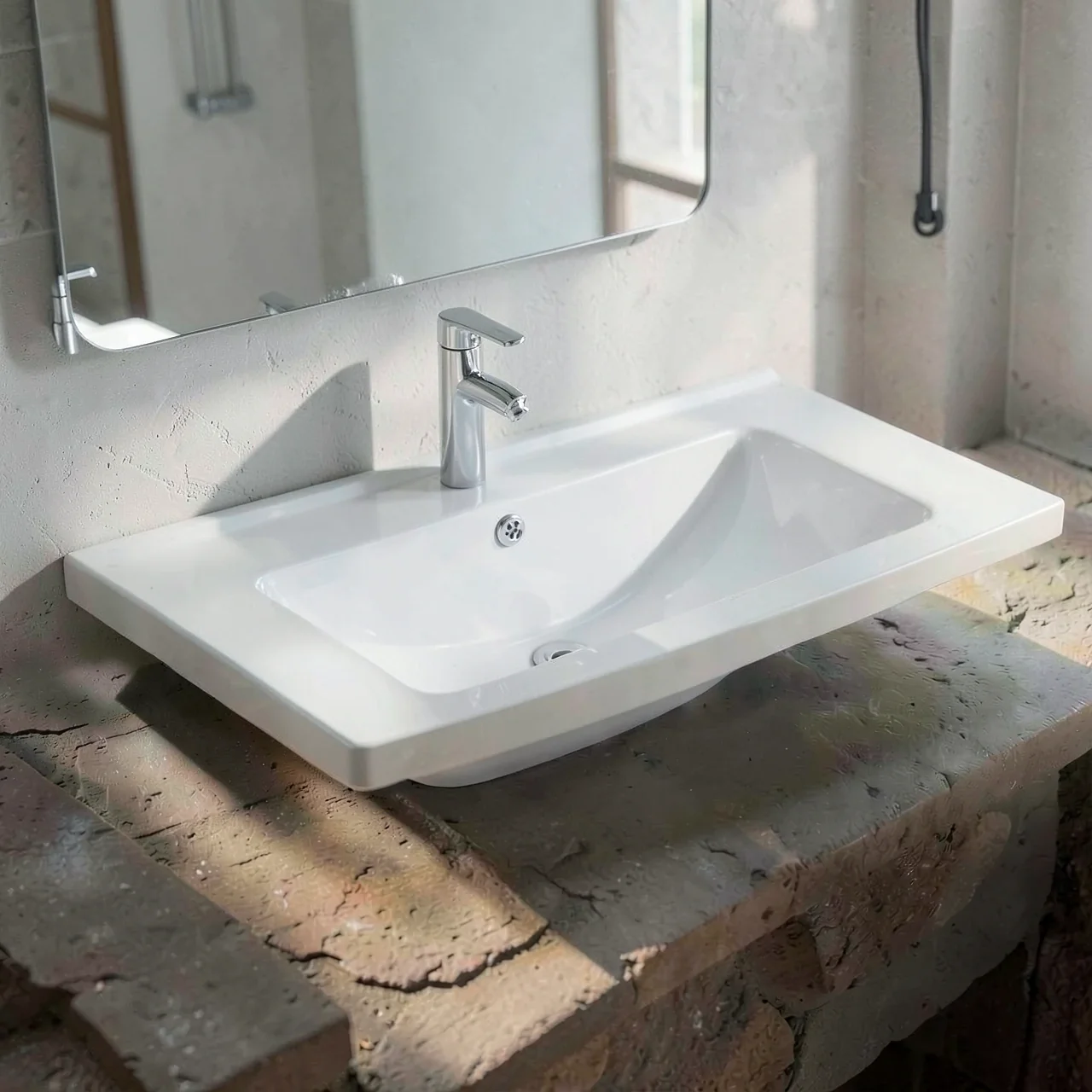 Раковина керамическая 60x40 с сифоном