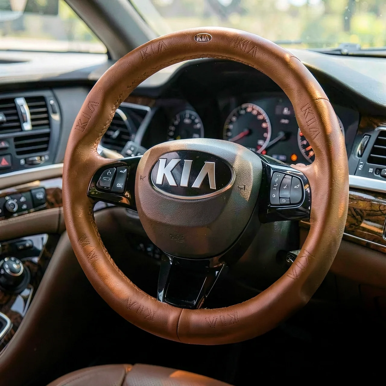 Чехол на руль Kia Hocasen D-образный мокко-коричневый классический