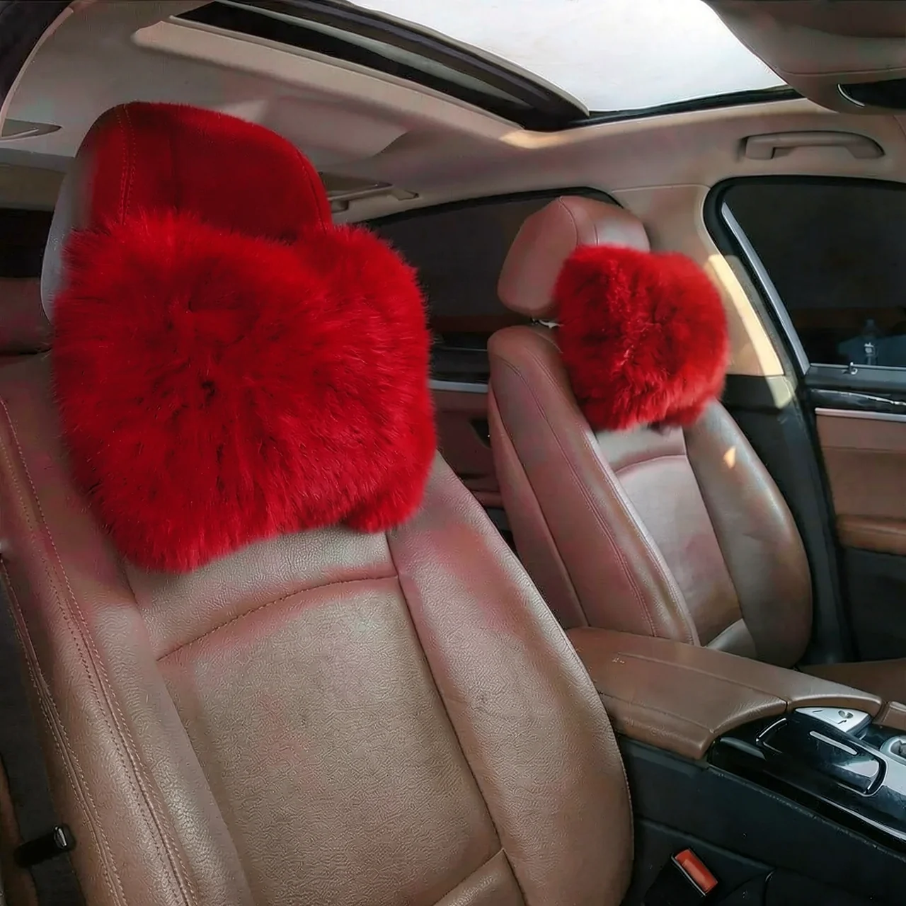 Автомобильная подушка под голову из австралийской шерсти, цвет китайский красный