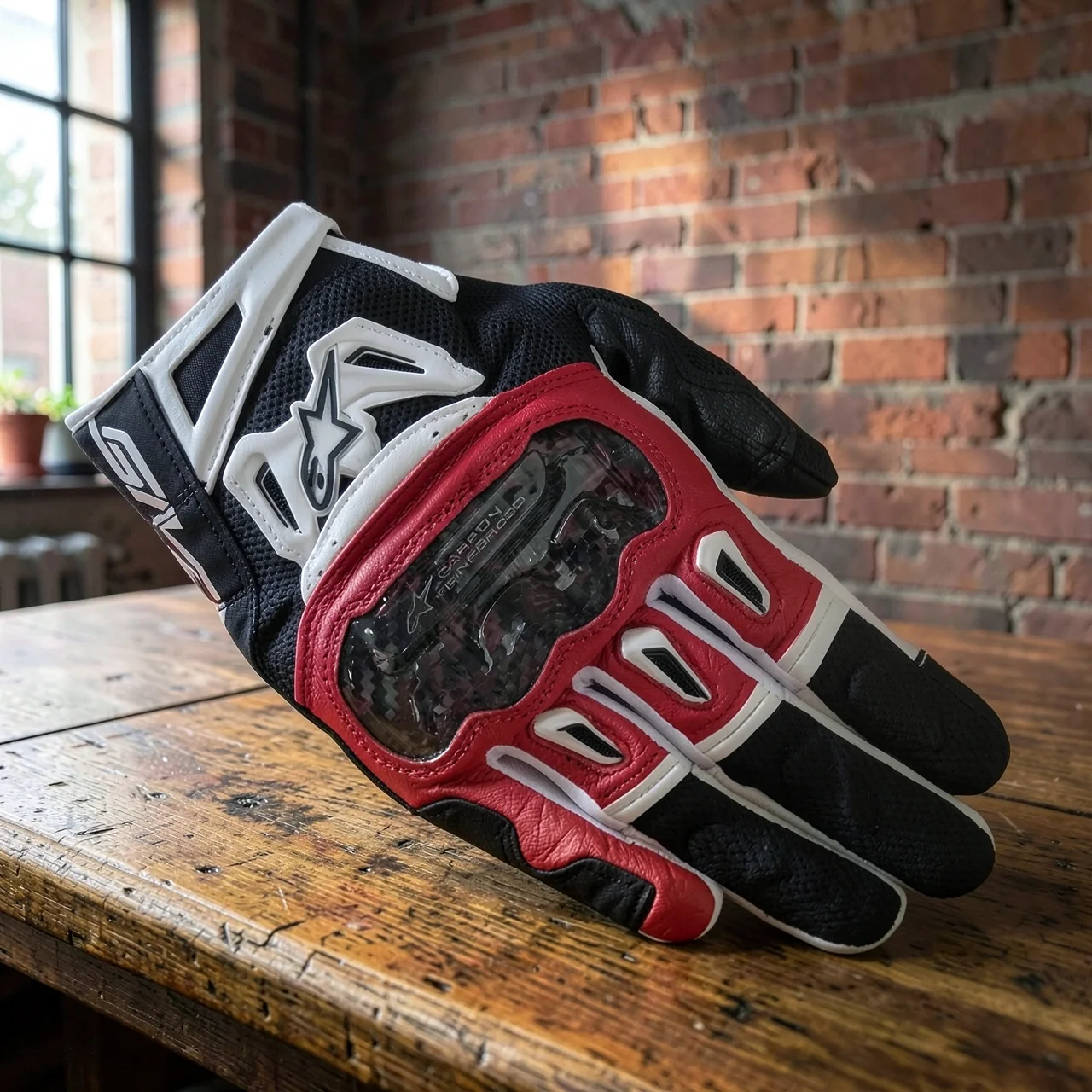 Мотоперчатки Alpinestars SMX-2 Air Carbon V2 черно-красно-белые XL