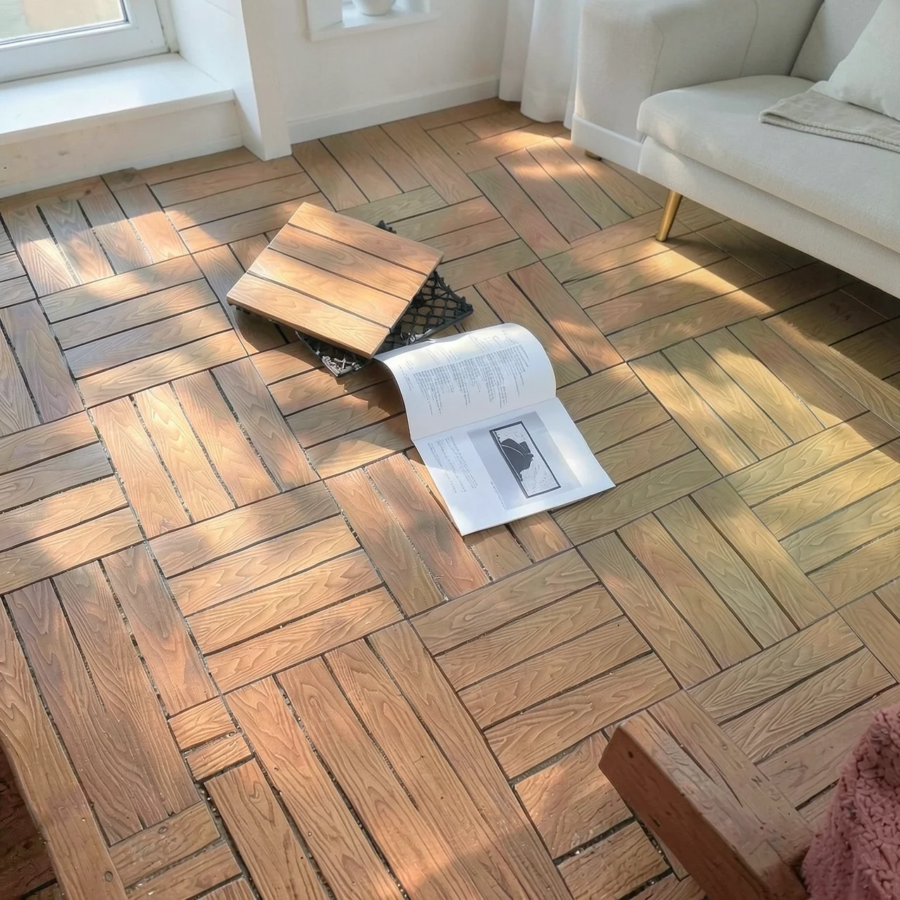 Террасная доска ДПК светло-серая 3D-рельеф 30x30