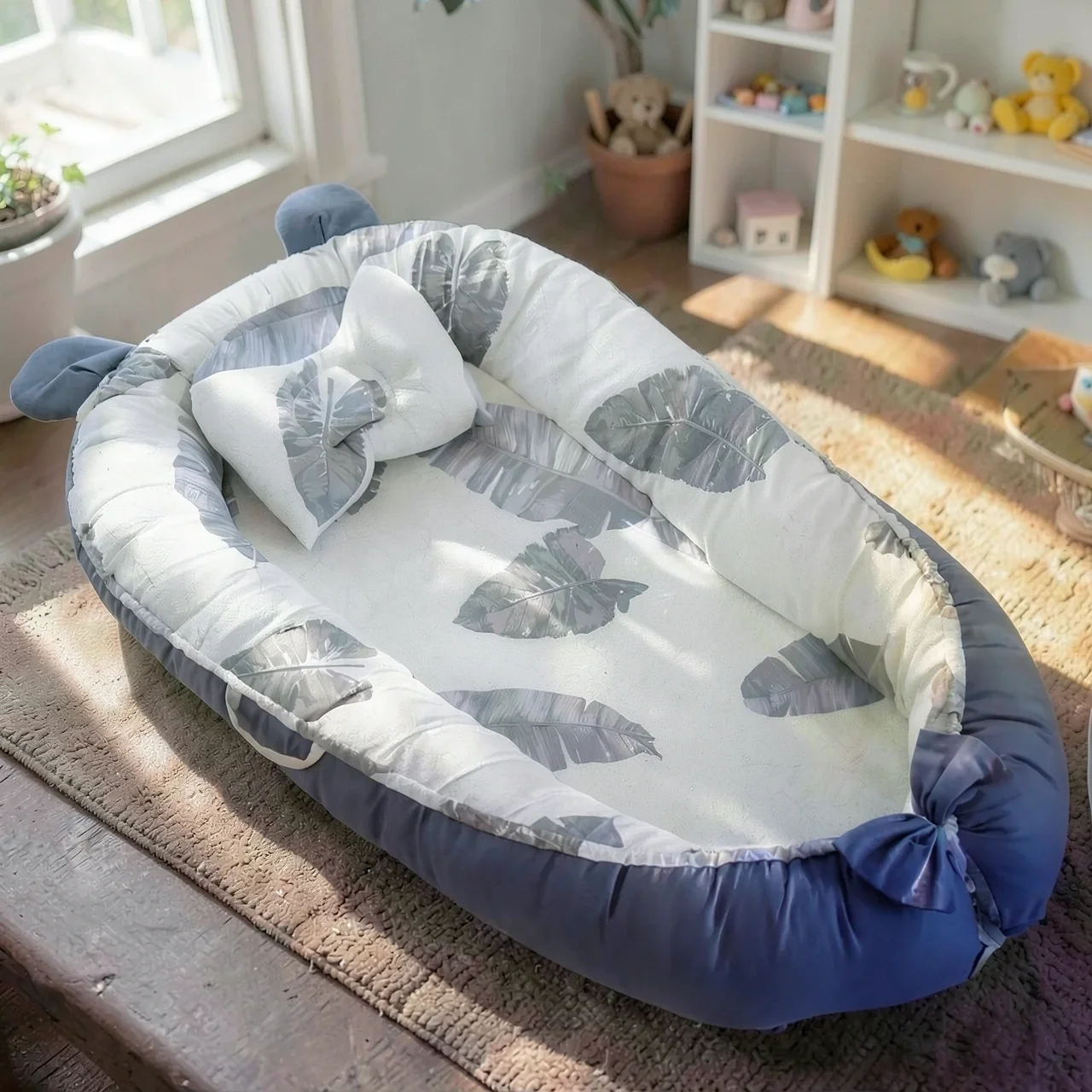 Кроватка детская Серо-голубые звезды Memory Foam