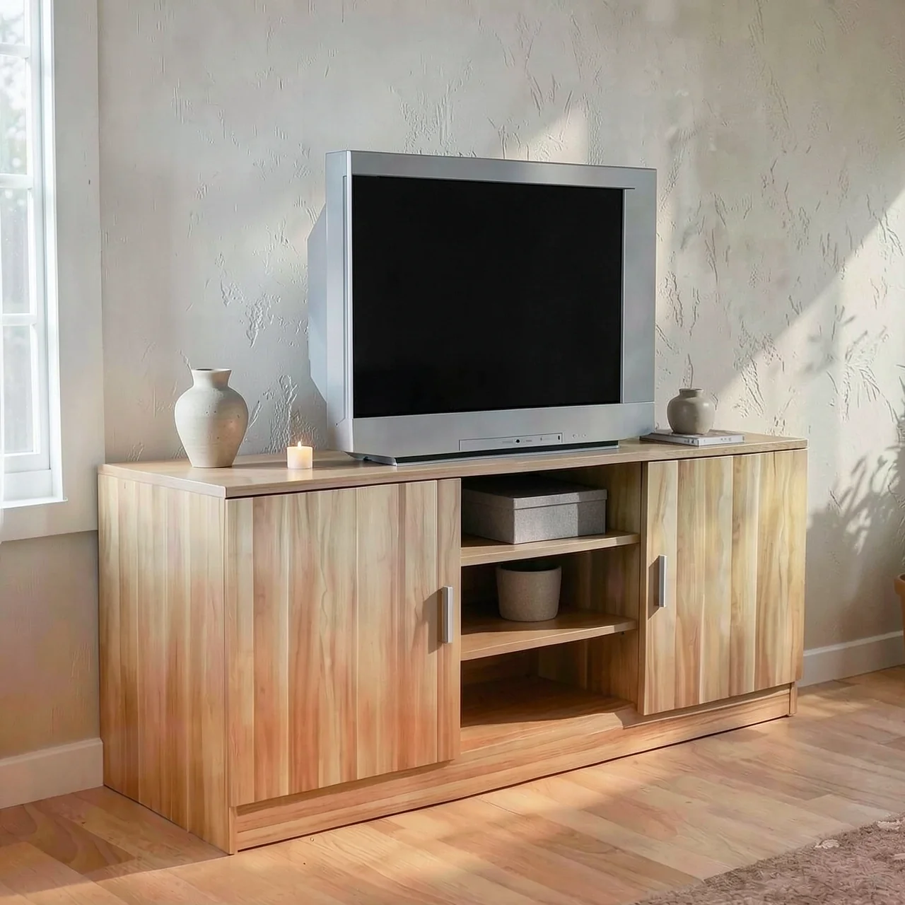 Тумба под телевизор 100x40x60 см белая с 1 ящиком