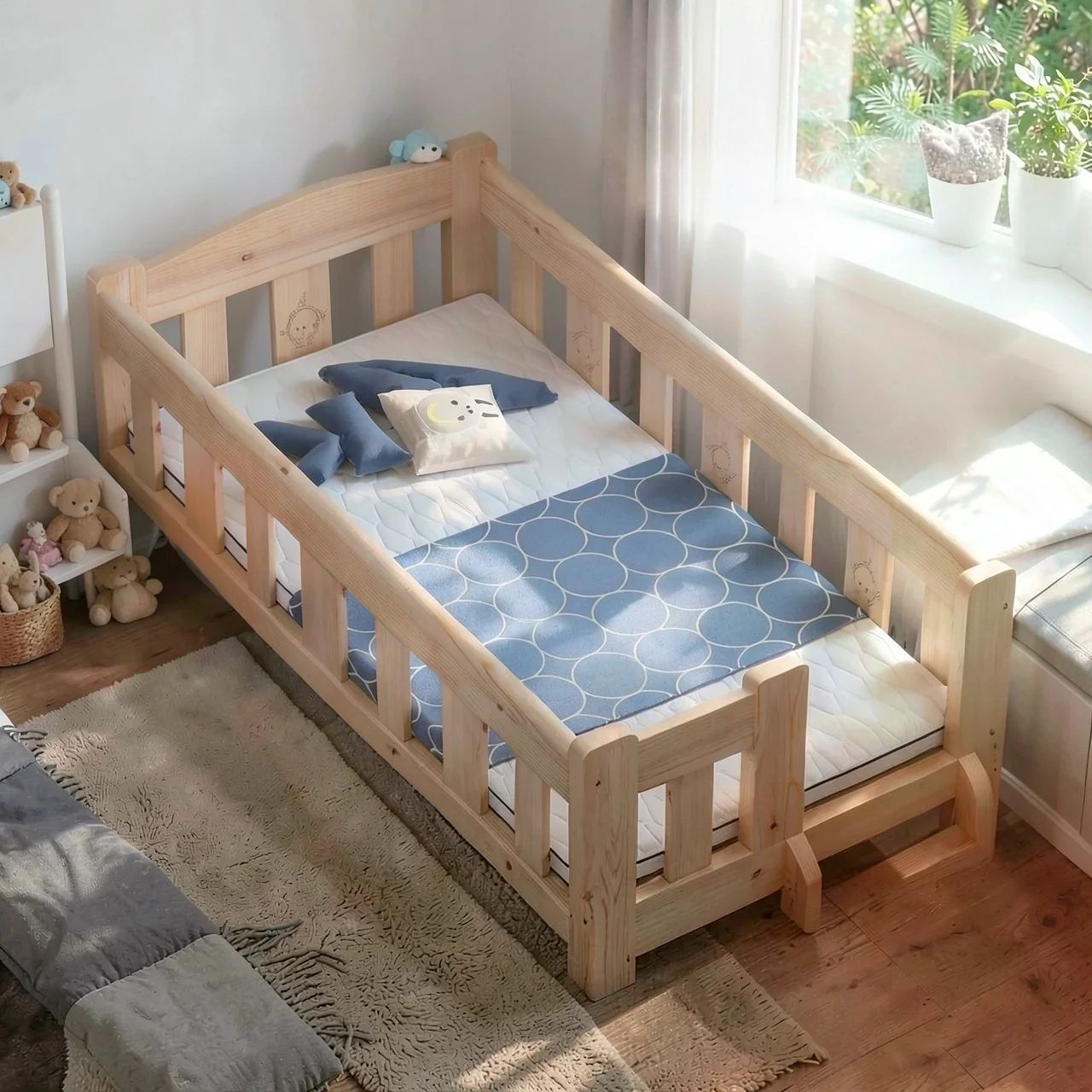 Кроватка приставная 160x80 см с барьером