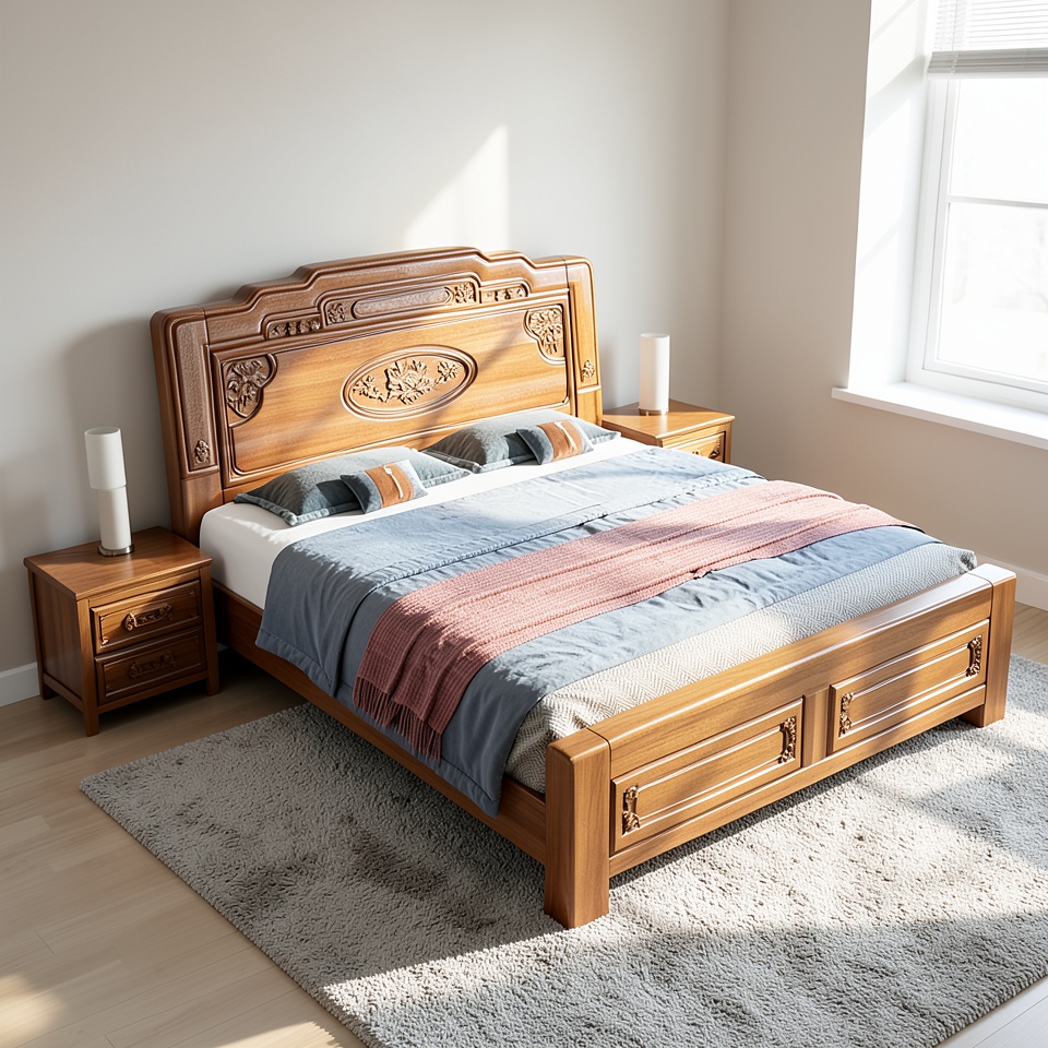 Двуспальная кровать 1800x2000 с тумбой