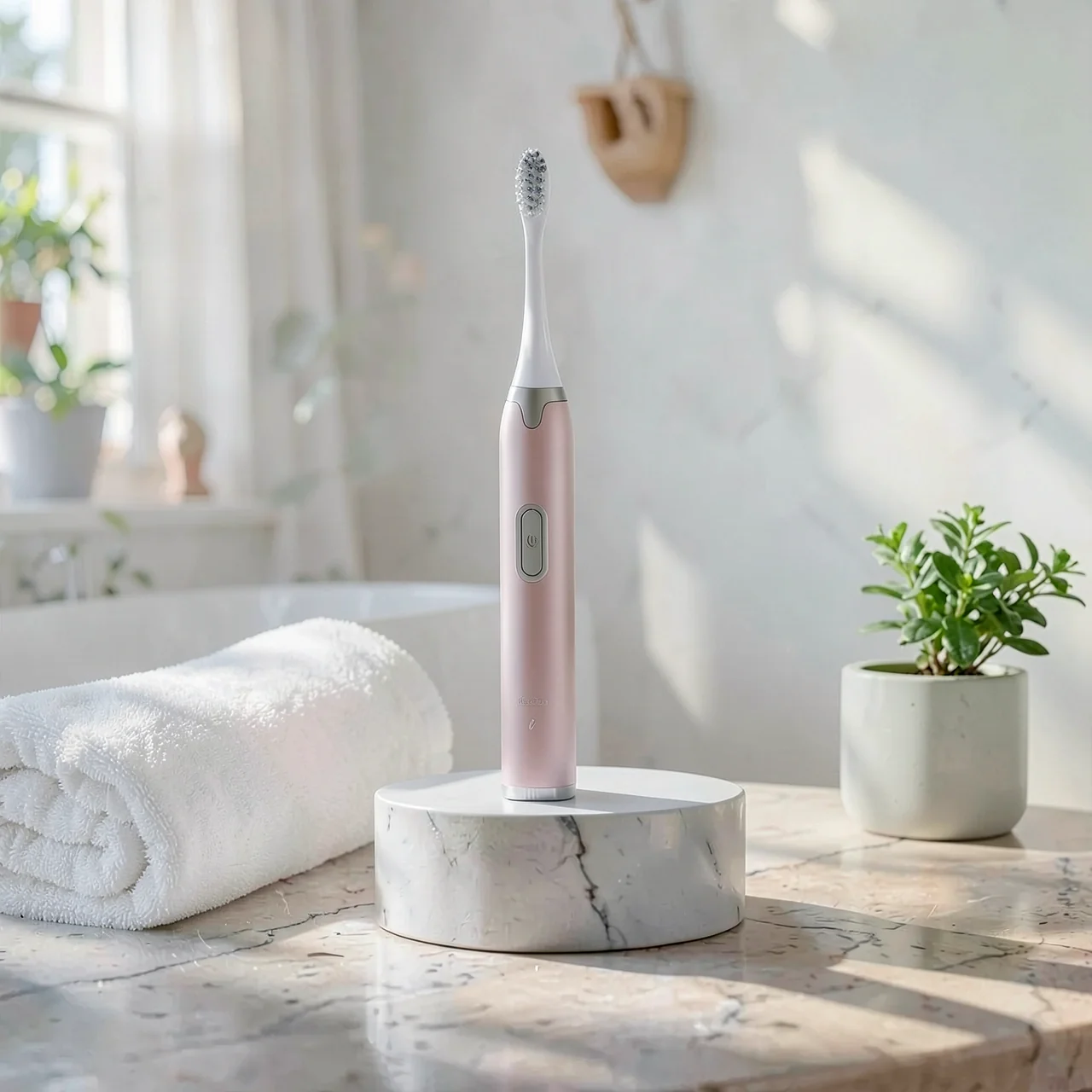 Электрическая зубная щетка KissClean розовая стандарт на батарейках