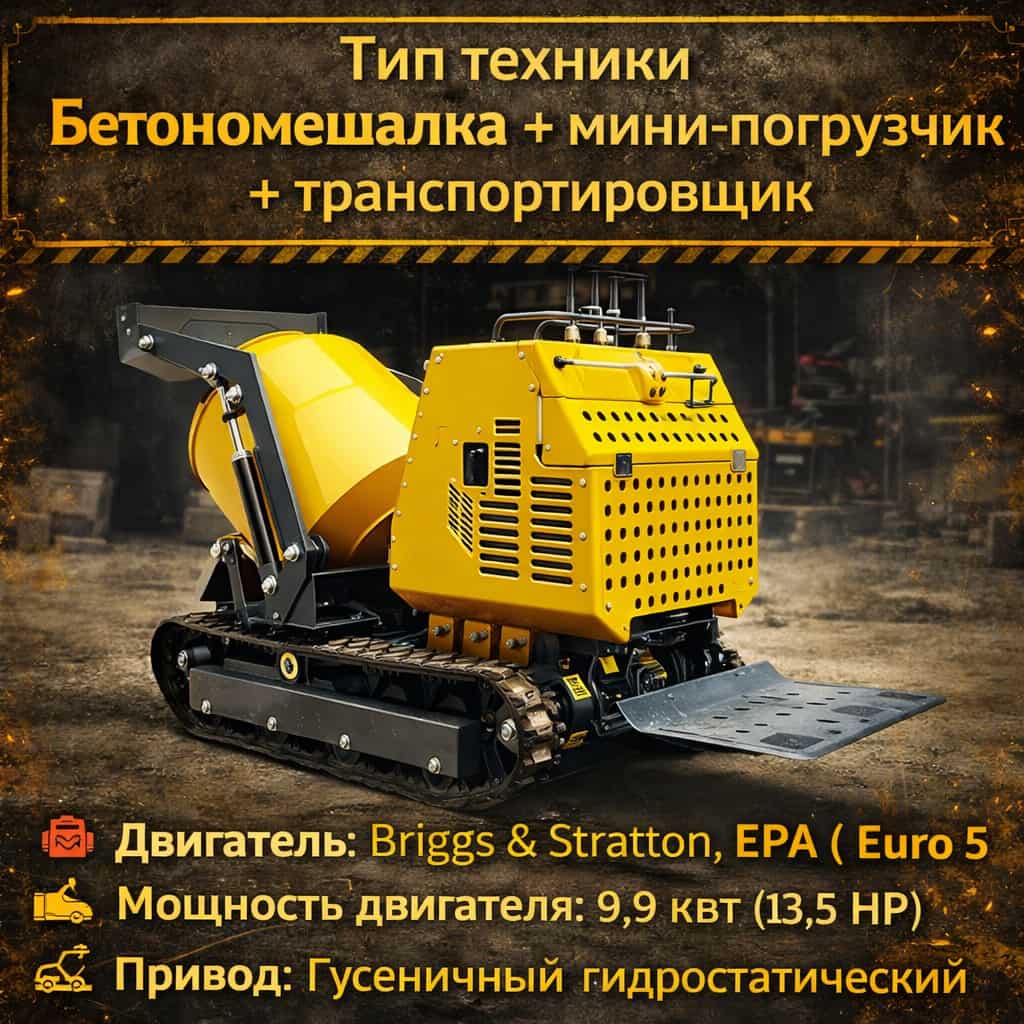Самозагружающая мини-бетономешалка-погрузчик YHMG
