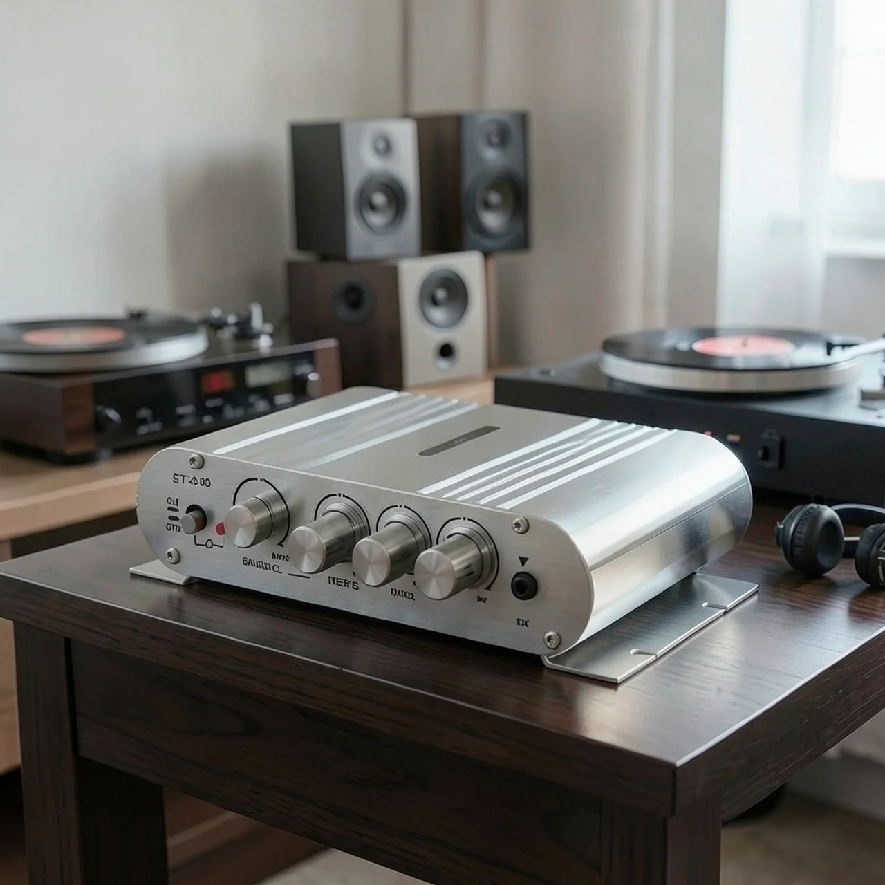 Усилитель HiFi серебристый с адаптером США