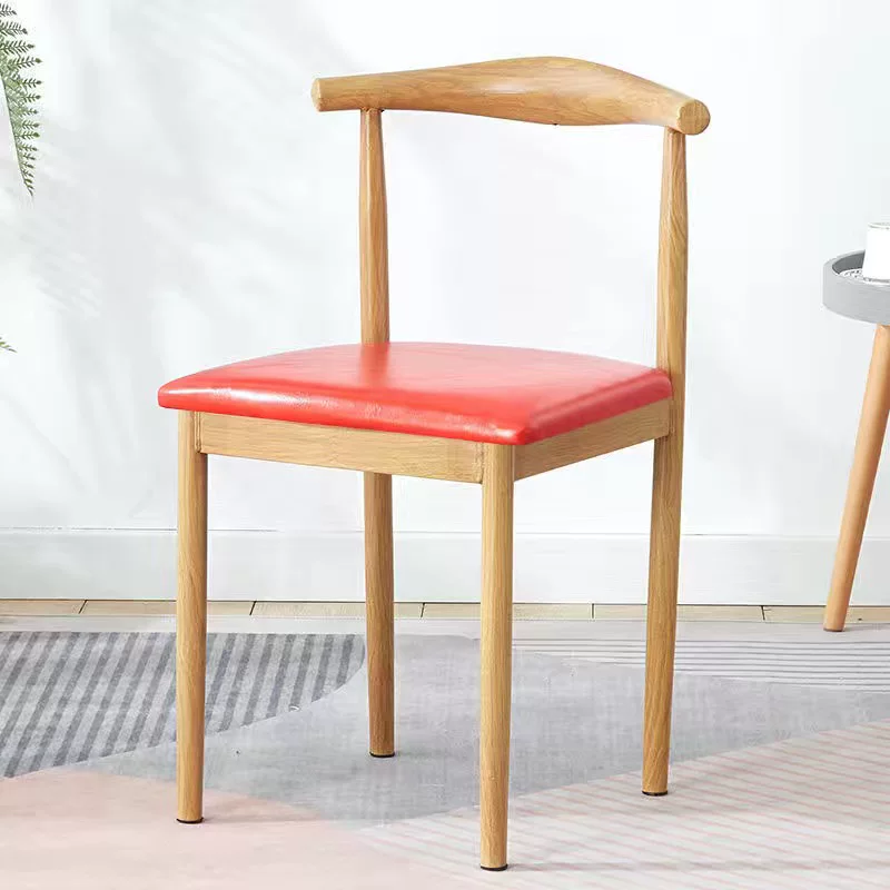 Nordic minimalist modern dining chair, linen style, large size resembling solid wood, iron horn chair, home desk, leisure backrest stool