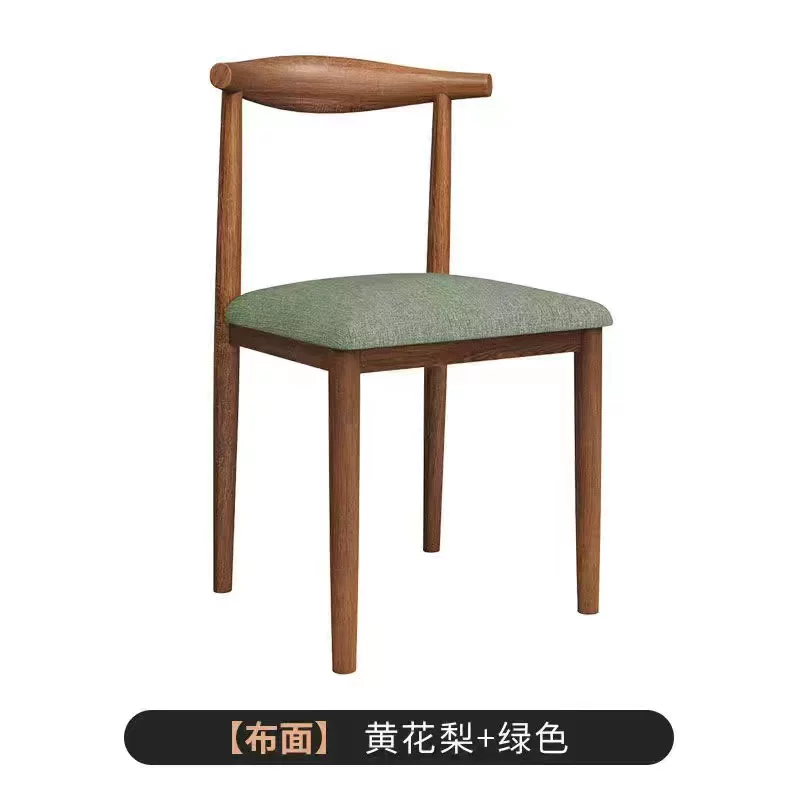 Nordic minimalist modern dining chair, linen style, large size resembling solid wood, iron horn chair, home desk, leisure backrest stool