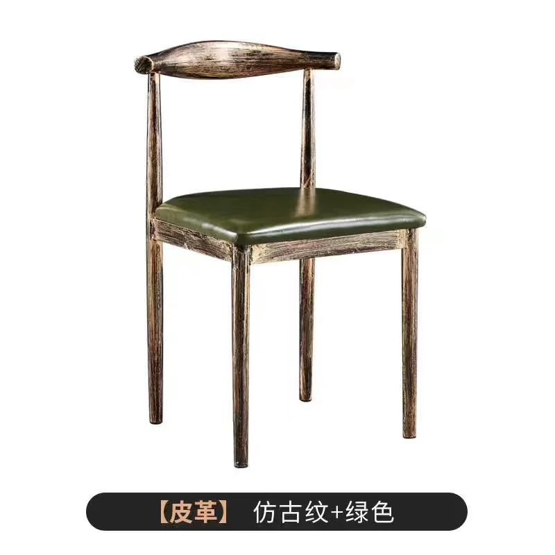 Nordic minimalist modern dining chair, linen style, large size resembling solid wood, iron horn chair, home desk, leisure backrest stool
