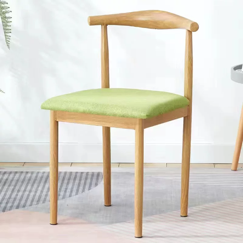 Nordic minimalist modern dining chair, linen style, large size resembling solid wood, iron horn chair, home desk, leisure backrest stool