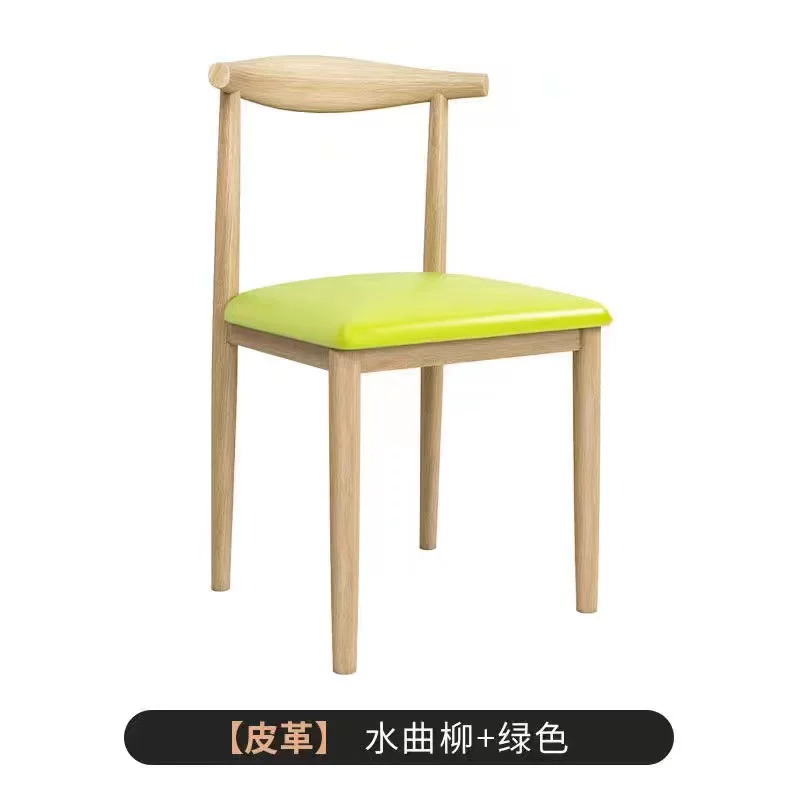 Nordic minimalist modern dining chair, linen style, large size resembling solid wood, iron horn chair, home desk, leisure backrest stool