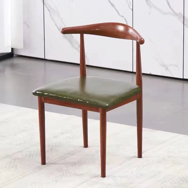 Nordic minimalist modern dining chair, linen style, large size resembling solid wood, iron horn chair, home desk, leisure backrest stool