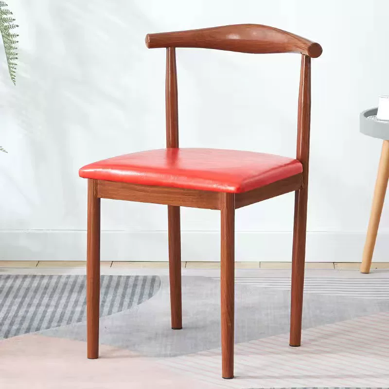 Nordic minimalist modern dining chair, linen style, large size resembling solid wood, iron horn chair, home desk, leisure backrest stool