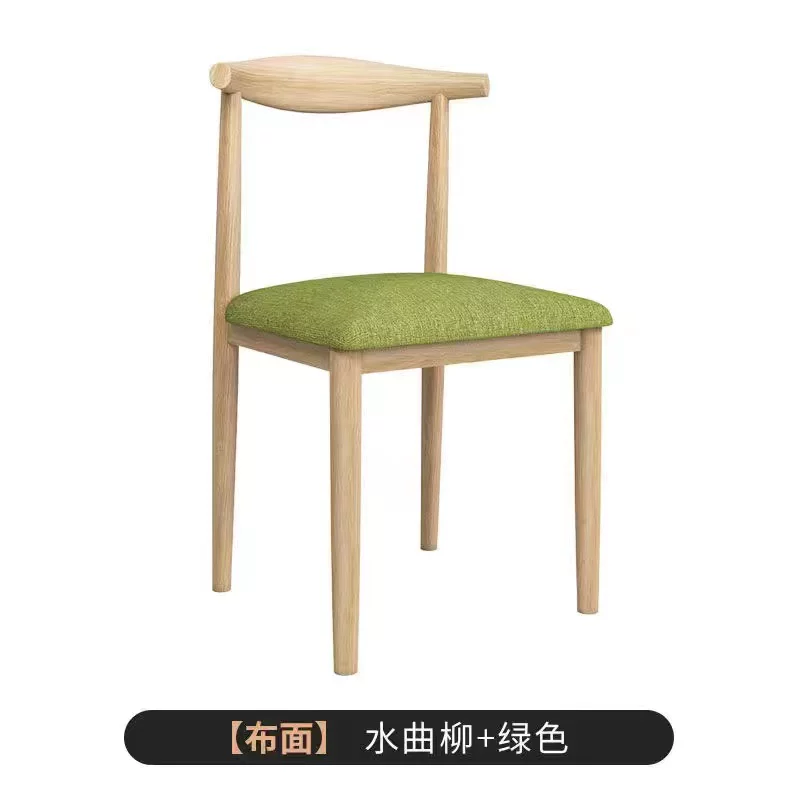 Nordic minimalist modern dining chair, linen style, large size resembling solid wood, iron horn chair, home desk, leisure backrest stool