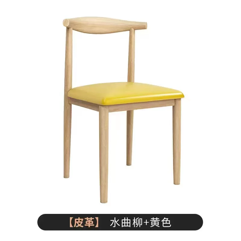 Nordic minimalist modern dining chair, linen style, large size resembling solid wood, iron horn chair, home desk, leisure backrest stool