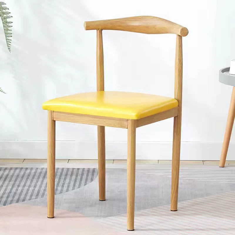 Nordic minimalist modern dining chair, linen style, large size resembling solid wood, iron horn chair, home desk, leisure backrest stool