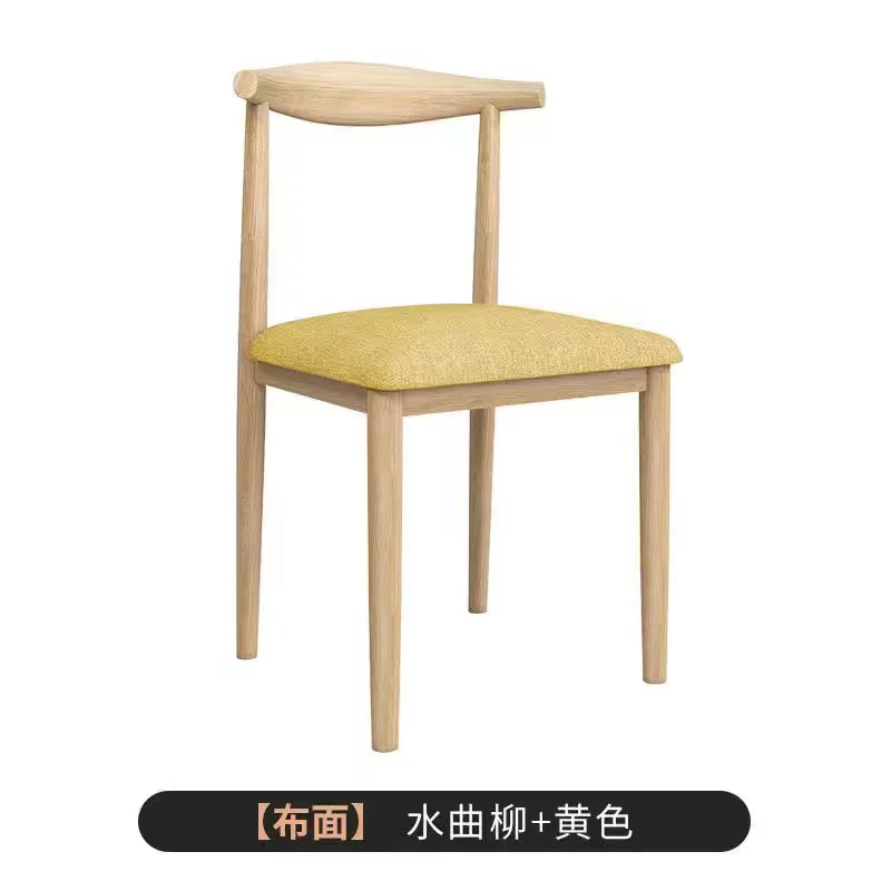 Nordic minimalist modern dining chair, linen style, large size resembling solid wood, iron horn chair, home desk, leisure backrest stool