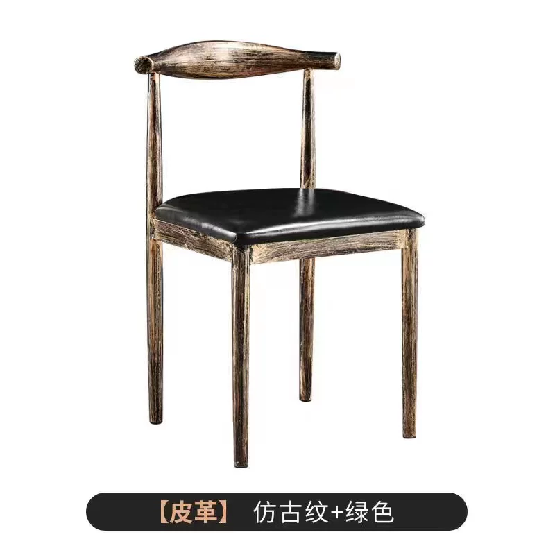 Nordic minimalist modern dining chair, linen style, large size resembling solid wood, iron horn chair, home desk, leisure backrest stool