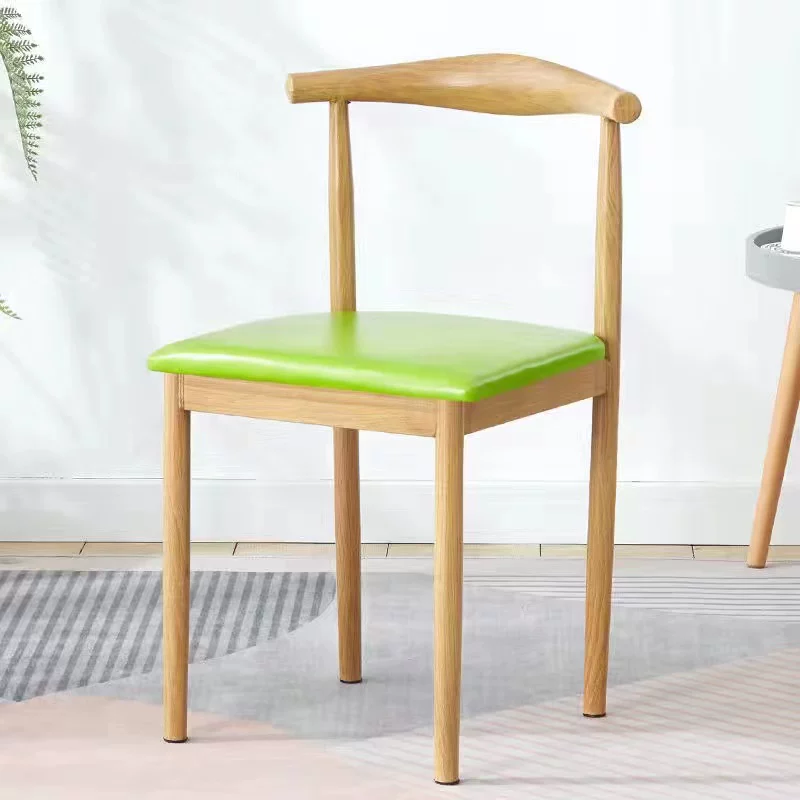 Nordic minimalist modern dining chair, linen style, large size resembling solid wood, iron horn chair, home desk, leisure backrest stool