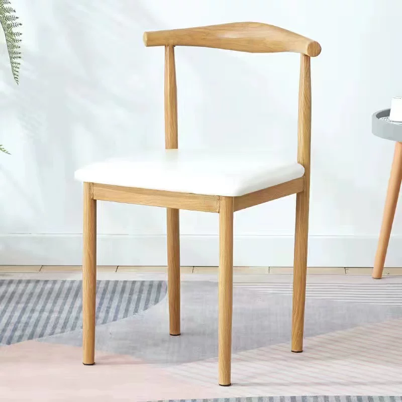 Nordic minimalist modern dining chair, linen style, large size resembling solid wood, iron horn chair, home desk, leisure backrest stool