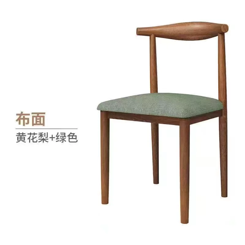 Nordic minimalist modern dining chair, linen style, large size resembling solid wood, iron horn chair, home desk, leisure backrest stool