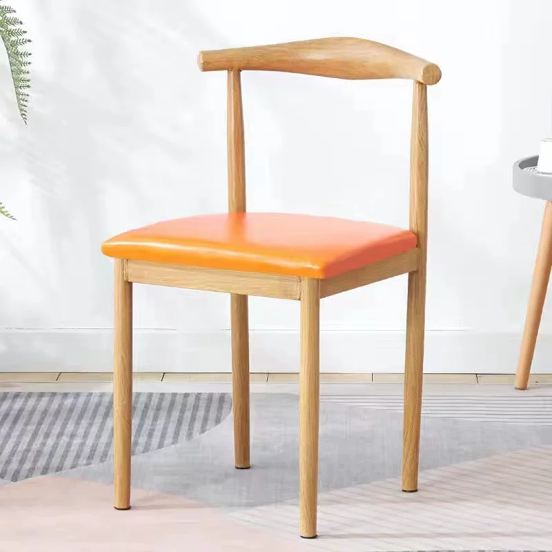 Nordic minimalist modern dining chair, linen style, large size resembling solid wood, iron horn chair, home desk, leisure backrest stool