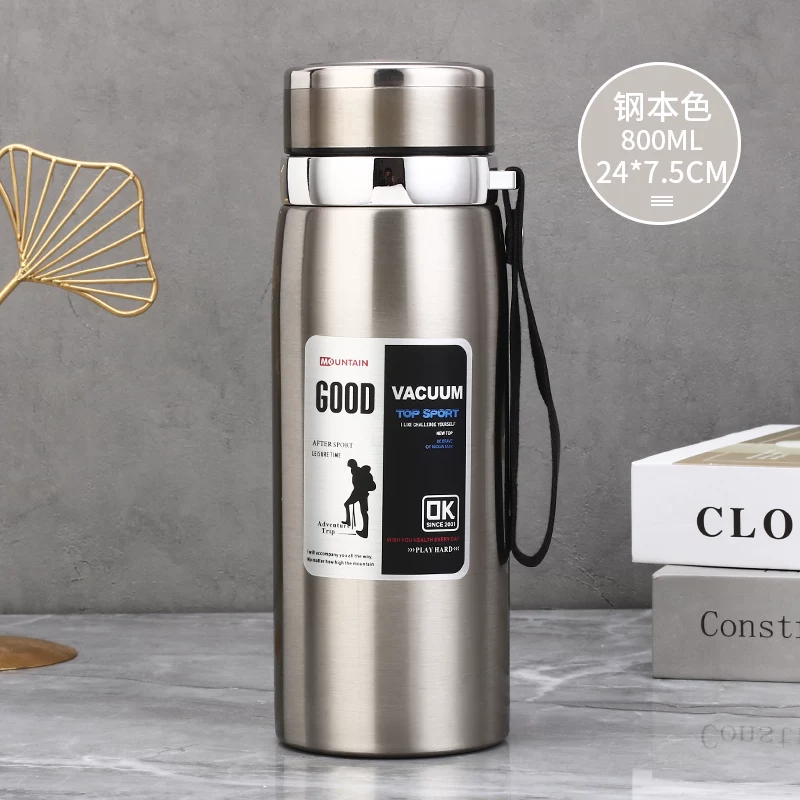 316 stainless steel outdoor car portable insulated cup with a large capacity of 1000ml, men's and women's business tea cups, 800