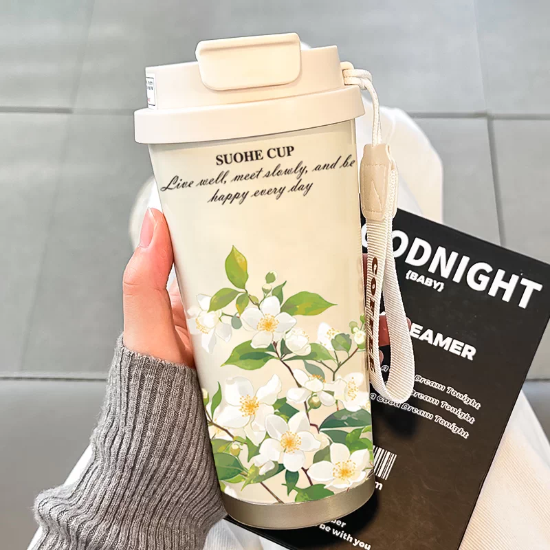 2025 new insulated cup for women with high appearance, straw water cup, 316 stainless steel high-end internet famous insulated coffee cup