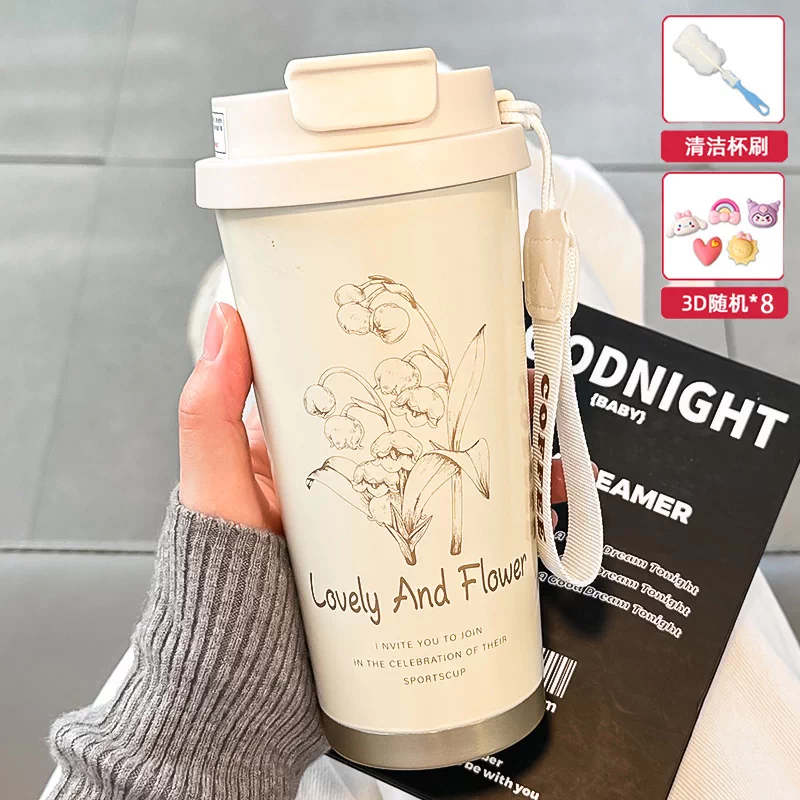 2025 new insulated cup for women with high appearance, straw water cup, 316 stainless steel high-end internet famous insulated coffee cup