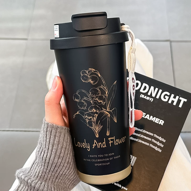 2025 new insulated cup for women with high appearance, straw water cup, 316 stainless steel high-end internet famous insulated coffee cup