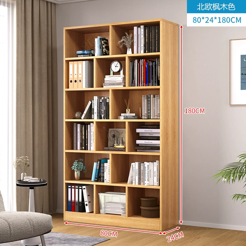 Bookshelf, floor to ceiling storage rack, integrated wall mounted bookshelf, household bookshelf, cabinet, storage cabinet, display cabinet, simple multi-layer design