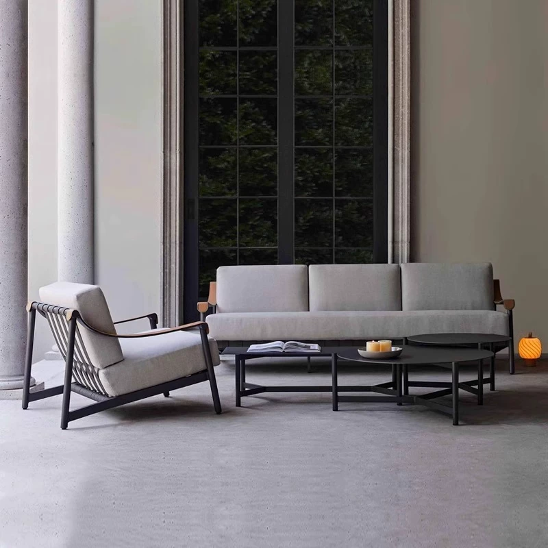 Nordic Outdoor Courtyard Combination Garden Model Room Outdoor Leisure Furniture Outdoor Waterproof Sunscreen Aluminum Alloy Sofa