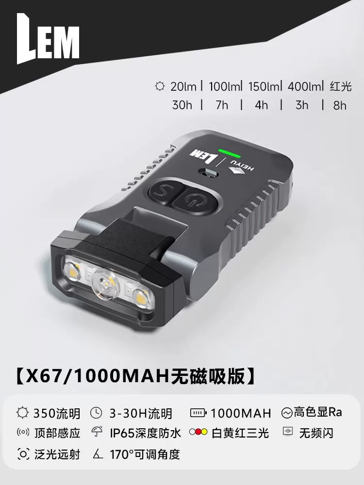 LEM Headlamp Fishing Specific Induction Hat Clip Light Strong Light Super Bright Charging Head Mounted Clip on Long Range Night Fishing Light