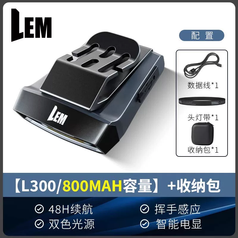 LEM Headlamp Fishing Specific Induction Hat Clip Light Strong Light Super Bright Charging Head Mounted Clip on Long Range Night Fishing Light