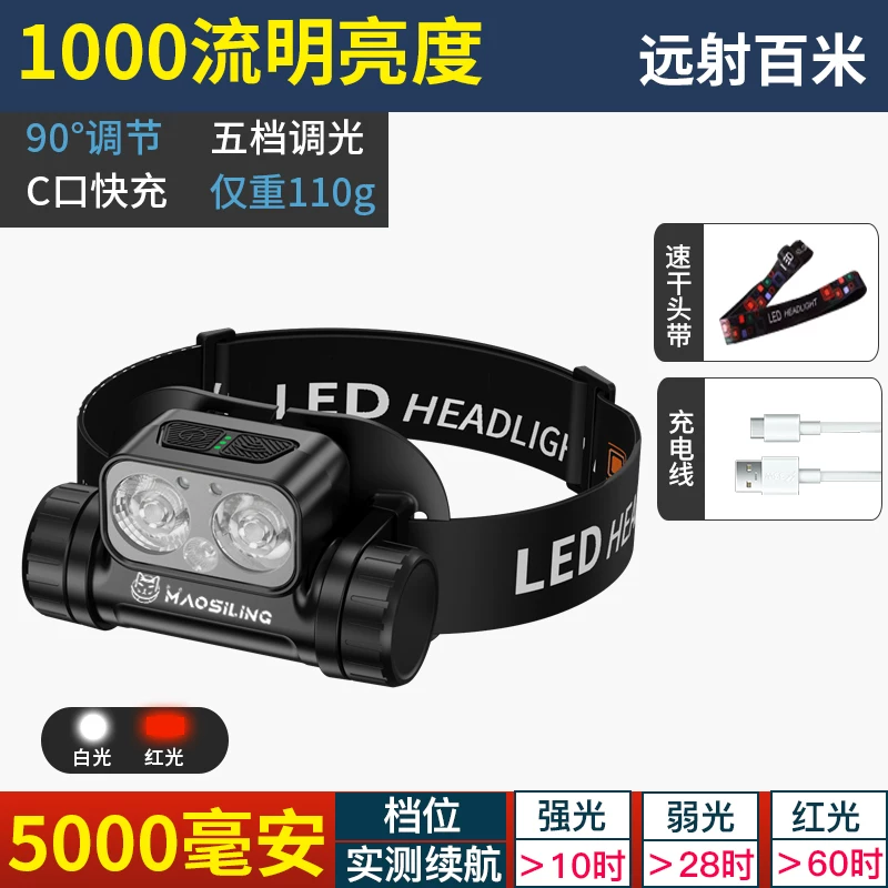 Cat Commander 2025 new strong light headlight fishing specific induction ultra long endurance night fishing light ultra bright red light mosquito repellent