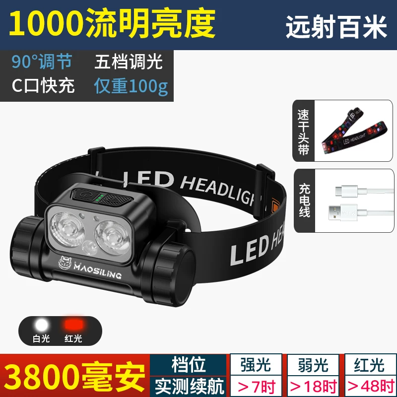 Cat Commander 2025 new strong light headlight fishing specific induction ultra long endurance night fishing light ultra bright red light mosquito repellent