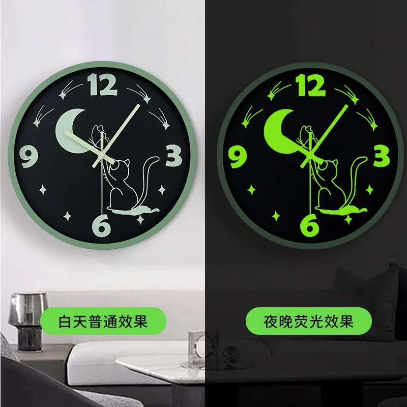 Luminous wall clock, bedroom silent creative clock, living room quartz clock, household simple wall clock, wall clock, and watch