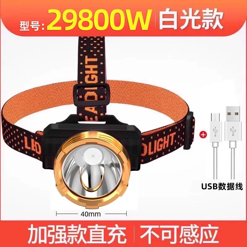 Night fishing headlight, strong light charging, ultra bright head mounted outdoor ultra long endurance flashlight, mining lamp, light sensing special