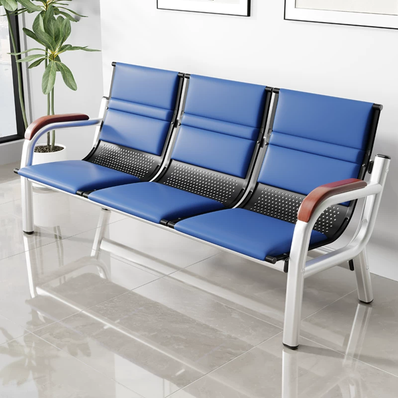 Office sofa, coffee table combination, reception room, simple three person seat, iron frame, long chair, iron art waiting sofa chair