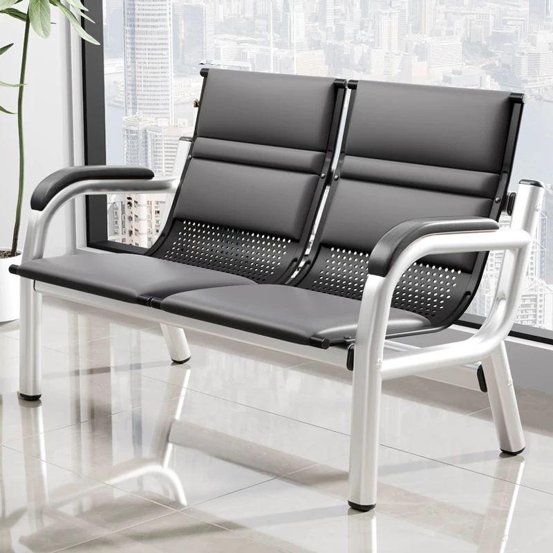 Office sofa, coffee table combination, reception room, simple three person seat, iron frame, long chair, iron art waiting sofa chair