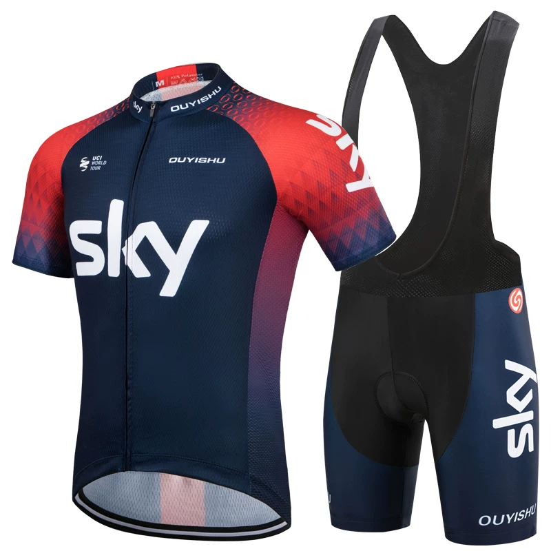 Sky cycling suit short sleeved set men's summer road cycling suit quick drying breathable mountain baby bag cycling pants top