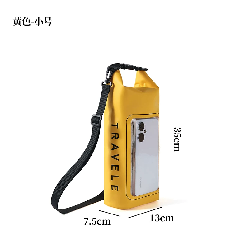 Touchable screen for taking photos, floating diving, amusement park drifting, storage bag, large capacity sealed water bucket for swimming, waterproof bag for mobile phones