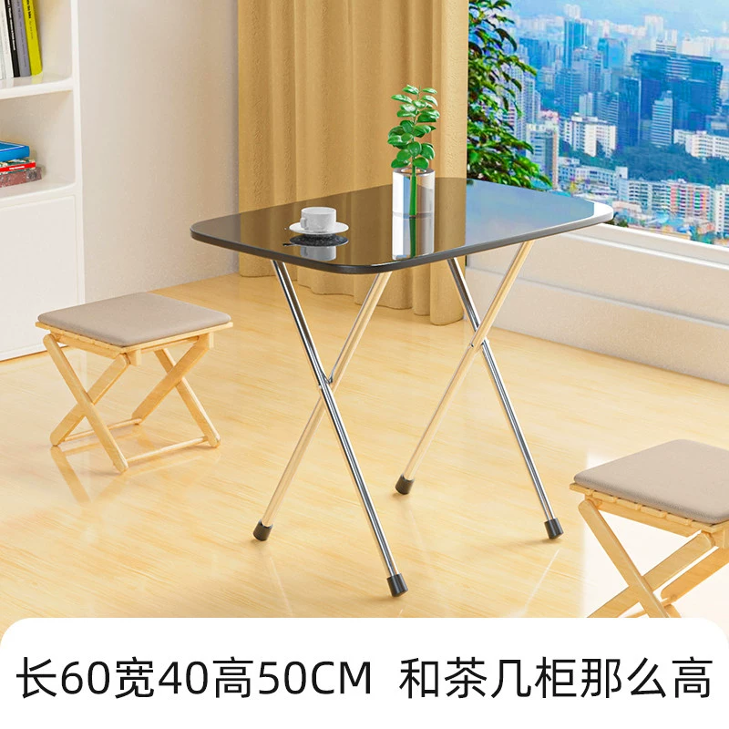 Folding table, square table, simple portable outdoor stall table, simple dining table, rectangular dining table for home use, small size