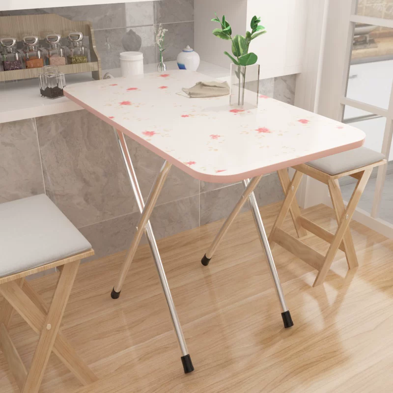 Folding table, square table, simple portable outdoor stall table, simple dining table, rectangular dining table for home use, small size