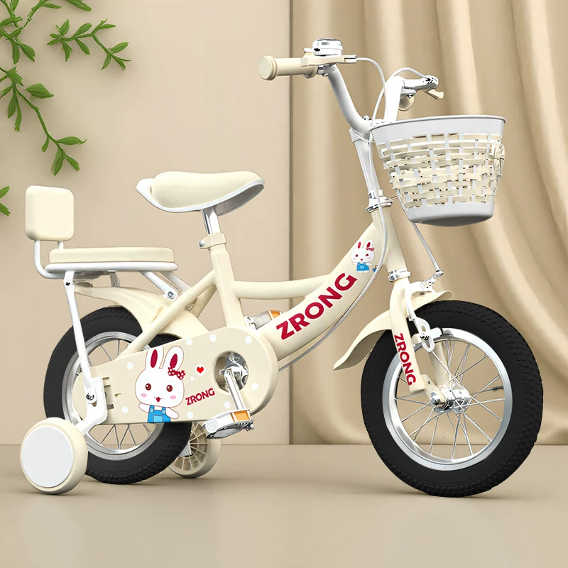 Purple Rong Girls' Bicycle Pink Carbon Steel Frame 16 inch Adjustable 3-12-year-old Children's Bicycle