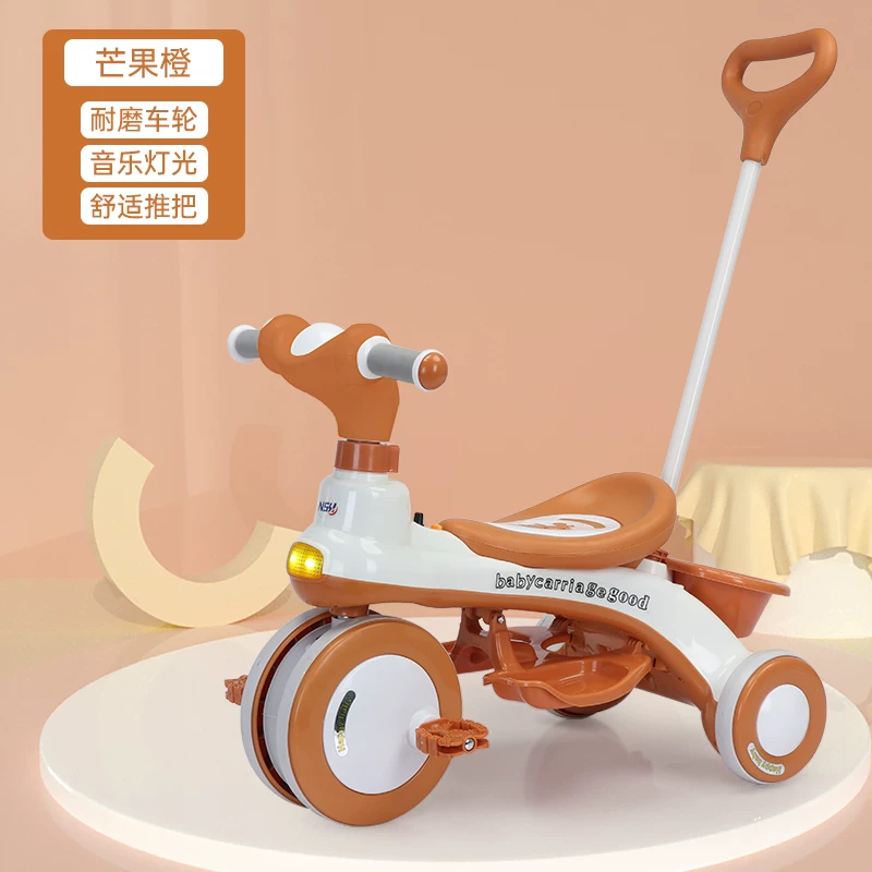 Children's tricycle with music, bicycle for babies aged 1-3 to 6, lightweight handcart, pedal bike, children's bicycle