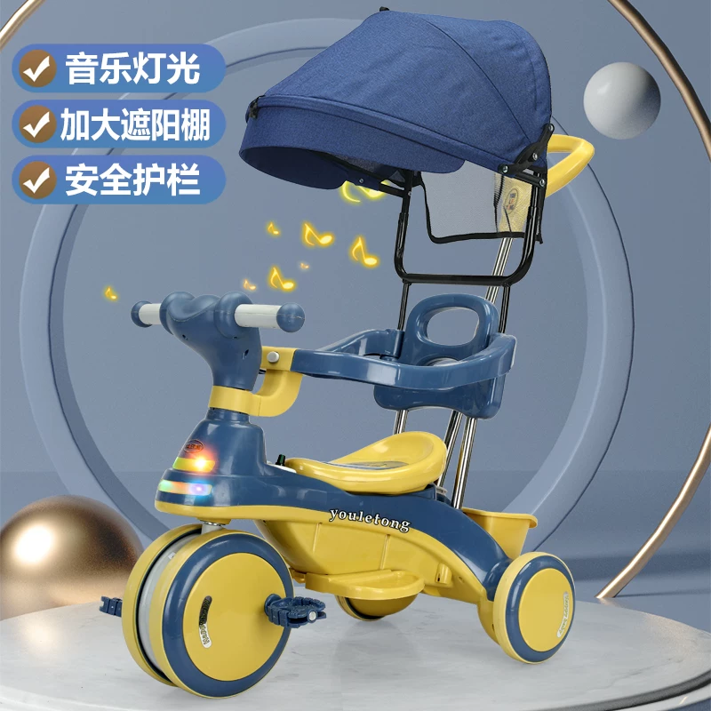 Children's tricycle with music, bicycle for babies aged 1-3 to 6, lightweight handcart, pedal bike, children's bicycle